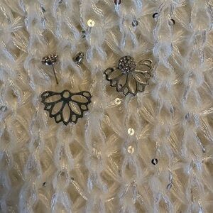 🎁 3for10$ or FREE WITH PURCHASE - Floral Silver Statement Earrings